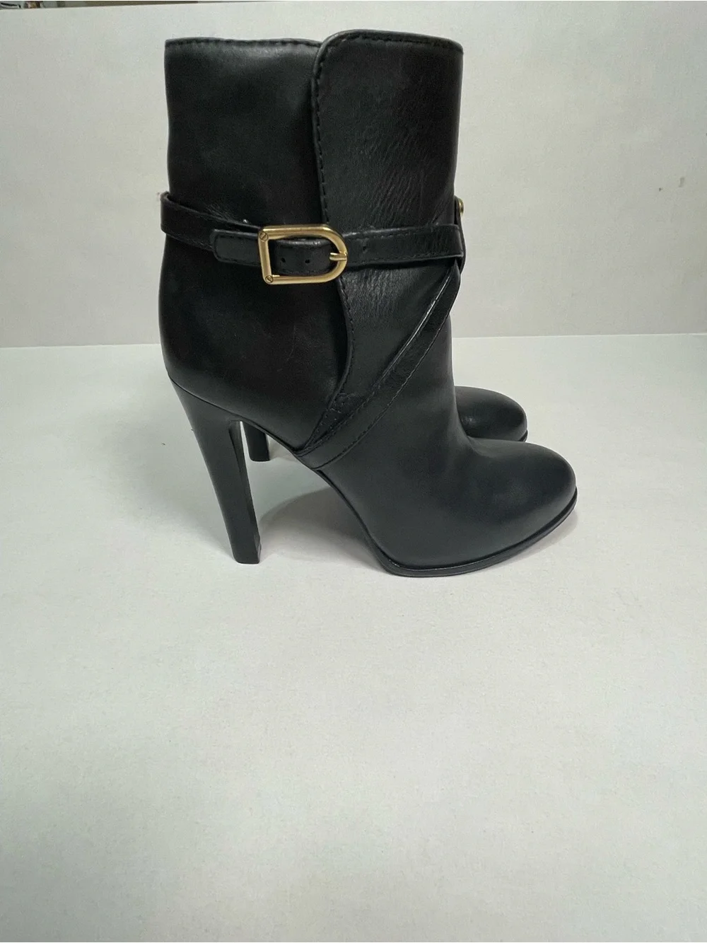 TORY BURCH | Dorese Black Leather High-Heel Stiletto Ankle Boots | 6.5